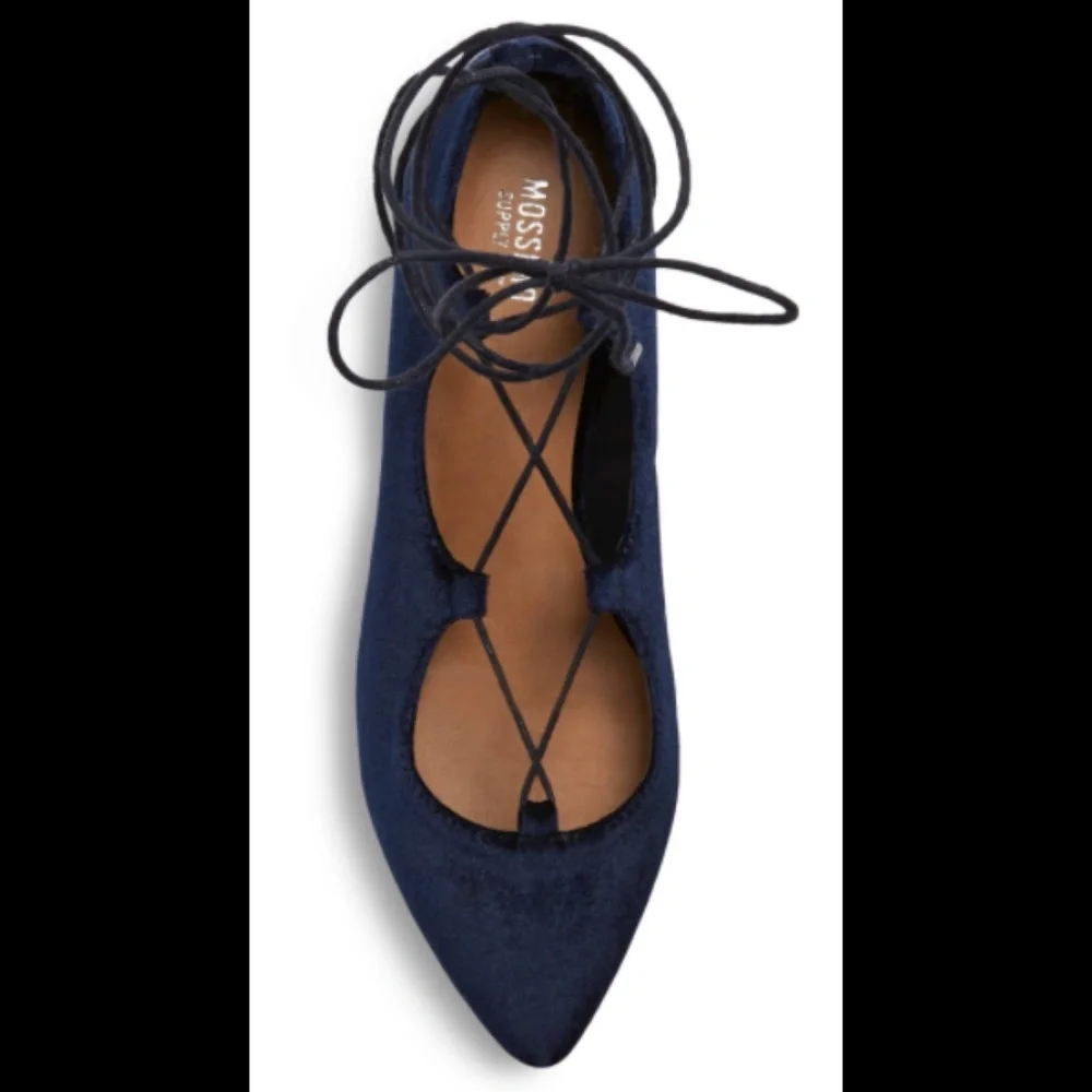 Whimsigoth Velvet Lace-Up Ghillie Flats Pointed Toe 4 Ballerina Gladiator